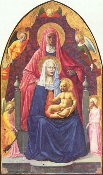 Masaccio: Sant'Anna, la Madonna col Bambino e angeli cm. 103 Uffizi di Firenze.